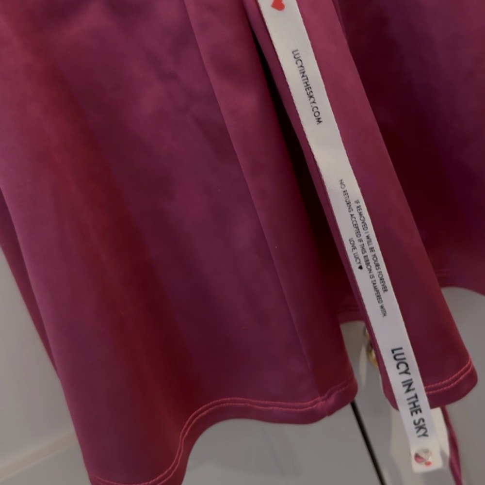 NWT Lucy in the Sky Satin Fit and Flare Dress in Magenta - Picture 4 of 7